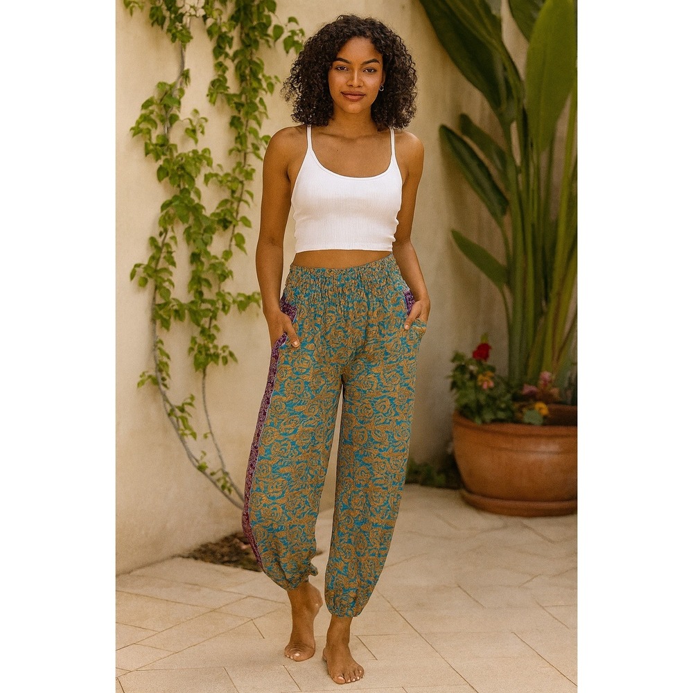 Earthbound Trading Boho Floral Print Harem Pants Size S
